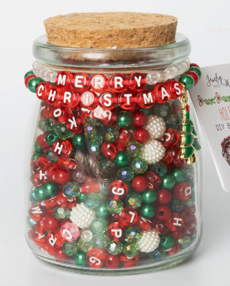 Christmas Alphabet And Pearl  DIY Bead Jar
