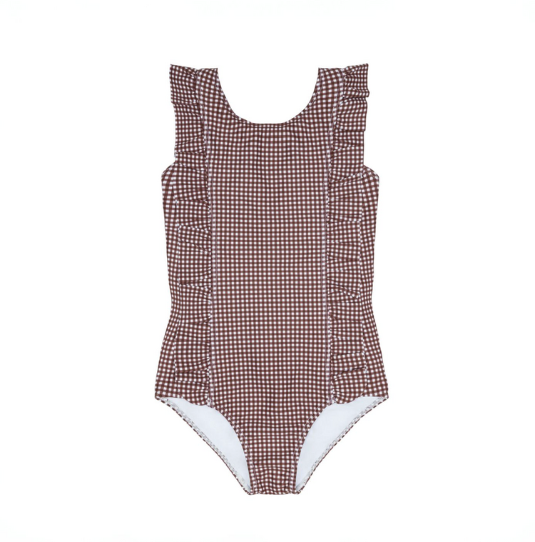 MINNOW Gingham Ruffle Baby One Piece