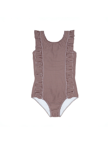 MINNOW Gingham Ruffle Girls One Piece