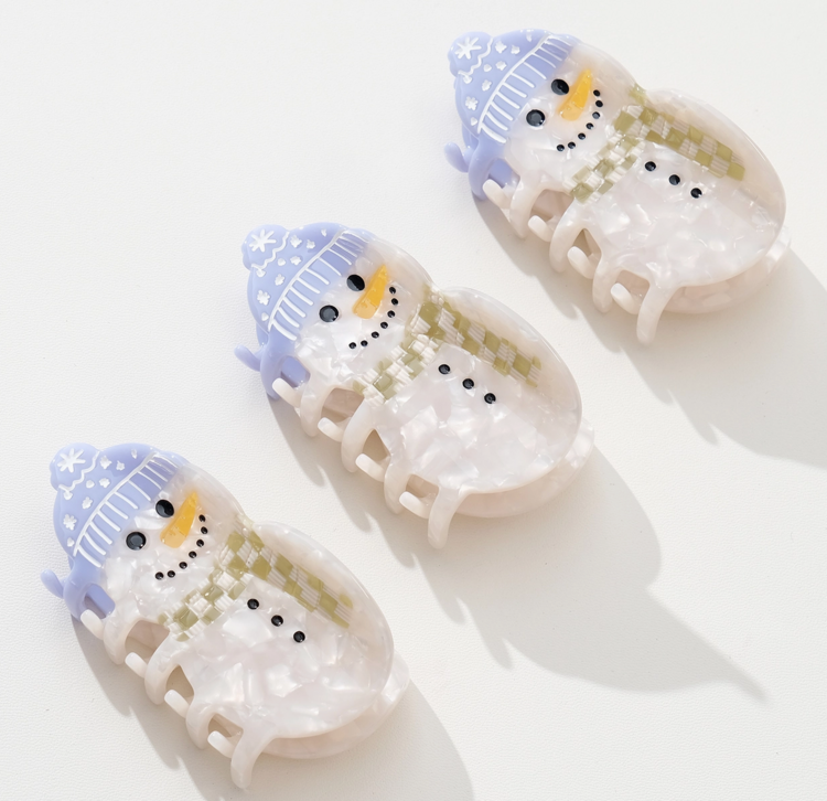 ADORRO Snowman Claw Clip
