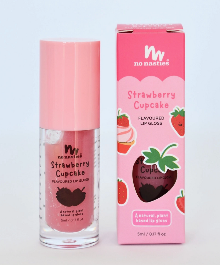 NO NASTIES KIDS Natural Lip Gloss Wand - Strawberry Cupcake