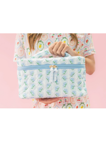ROCK PAPER SCISSORS Floral Quilted Cosmetic Pouch With Side Handle
