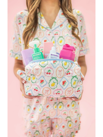 ROCK PAPER SCISSORS Fruit Quilted Cosmetic Pouch With Side Handle