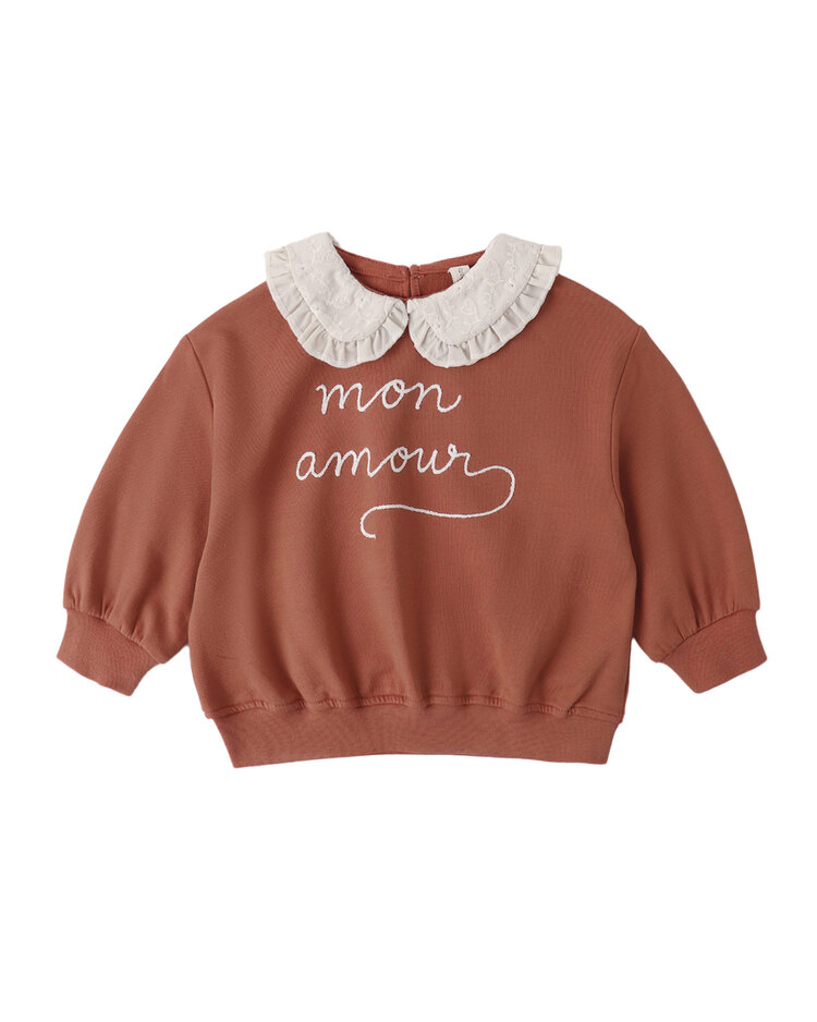 QUINCY MAE Mon Amour Collared Girls Sweatshirt