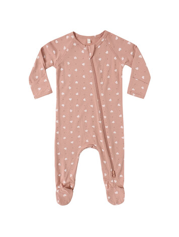 QUINCY MAE Hearts Zip Footie