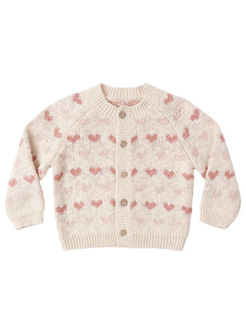 QUINCY MAE Hearts Knit Baby Cardigan