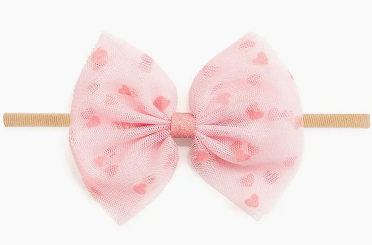 SWEET WINK Flocked Heart Tulle Headband