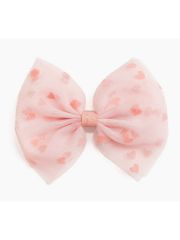SWEET WINK Flocked Heart Tulle Bow Clip