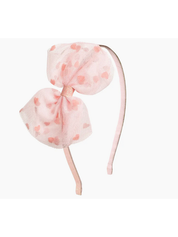SWEET WINK Flocked Heart Tulle Bow Headband