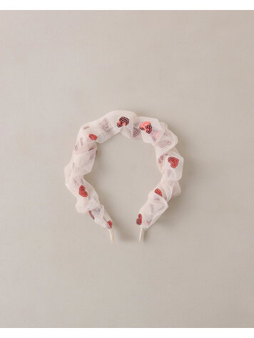 NORALEE Gathered Headband - Red Hearts