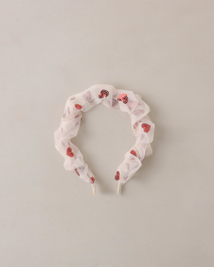 NORALEE Gathered Headband - Red Hearts