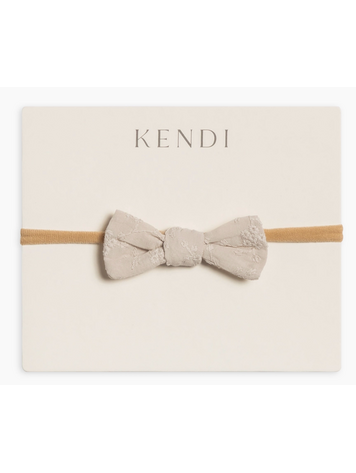 Baby Eyelet Dainty Bow - Oat