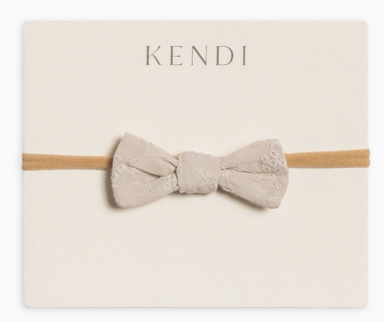 Baby Eyelet Dainty Bow - Oat