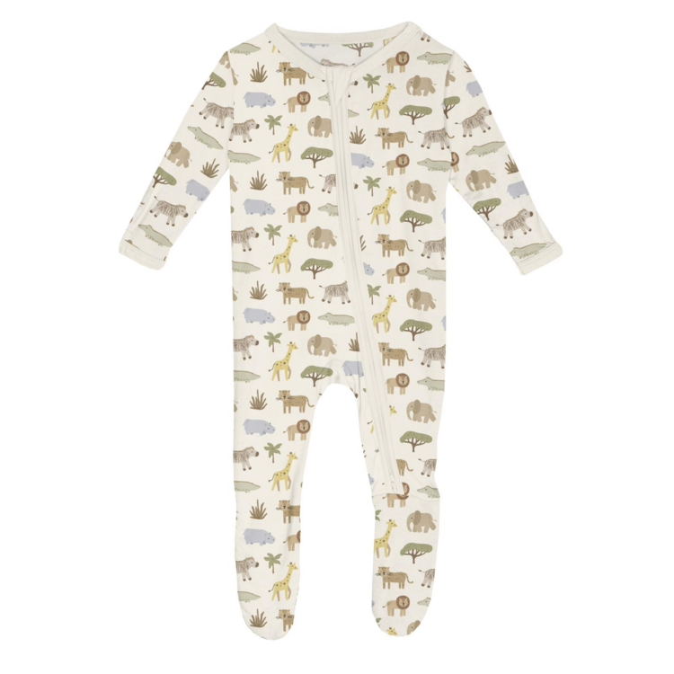 KICKEE PANTS Mini Safari 2 Way Zipper Footie