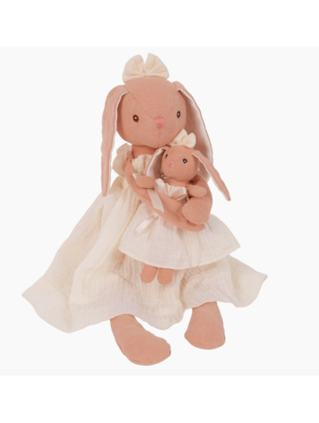 LEVLOVS Mom And Baby Bunny Linen Dolls