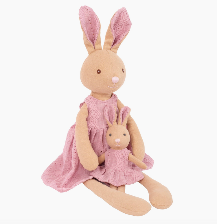LEVLOVS Mom And baby Rabbit Linen Dolls