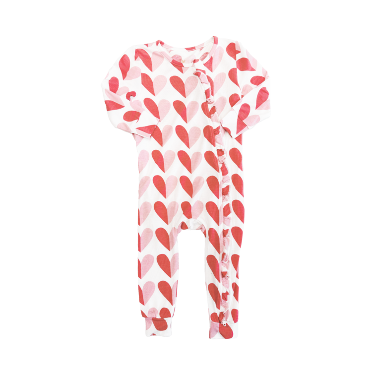 PINK CHICKEN Half Hearts Ruffle Romper