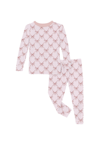 KICKEE PANTS Bow Lattice Pajama Set
