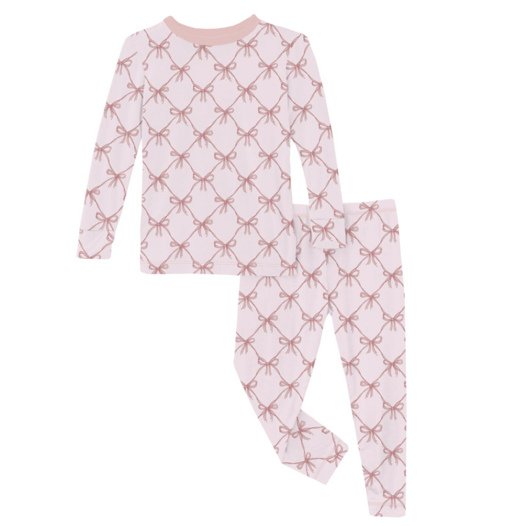 KICKEE PANTS Bow Lattice Pajama Set