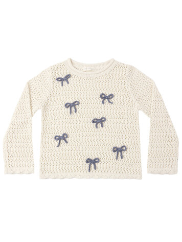 RYLEE AND CRU Crochet Knit Bows Pullover