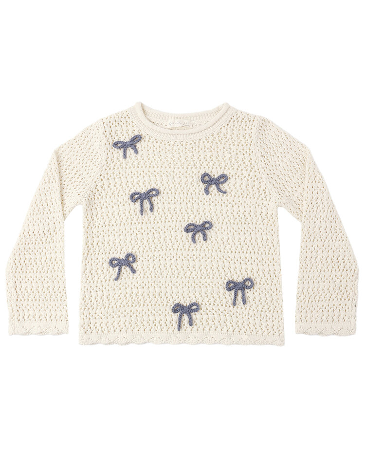 RYLEE AND CRU Crochet Knit Bows Pullover