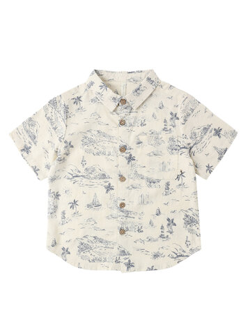 RYLEE AND CRU Ocean Toile Collared Baby Shirt