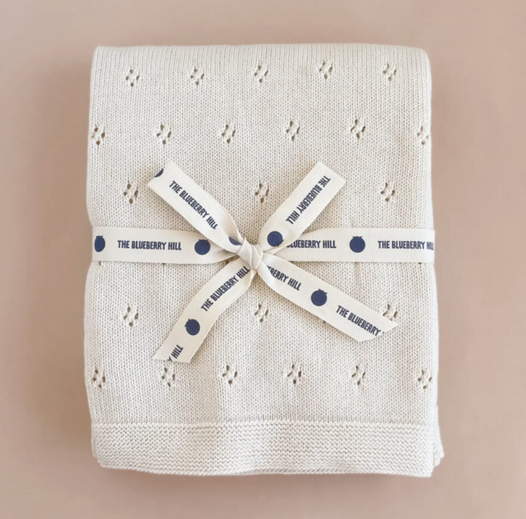 THE BLUEBERRY HILL Organic Heirloom Pique Blanket - Cream