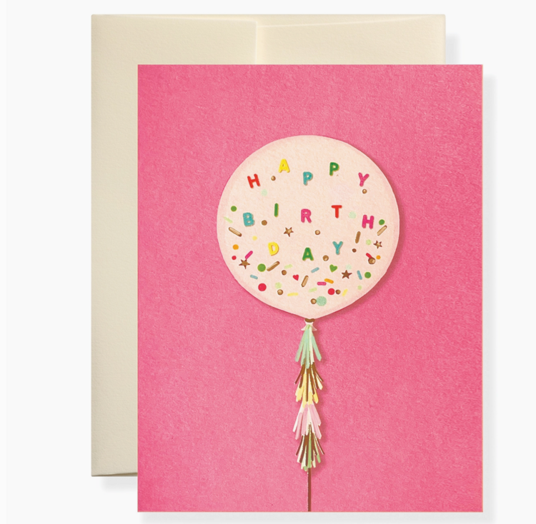 KAREN ADAMS DESIGNS Pink Balloon Greeting Card