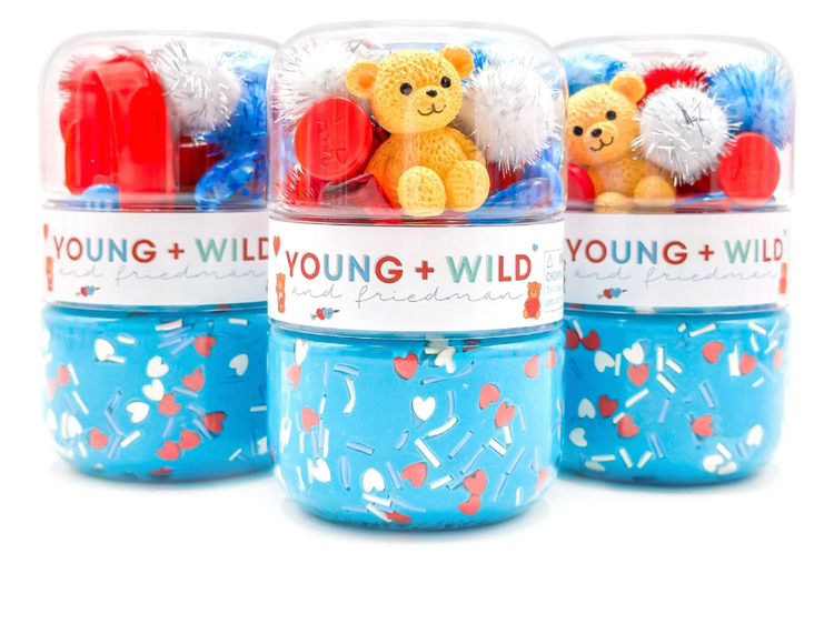 YOUNG + WILD AND FRIEDMAN Grab & Go Dough Jar - Red & Blue Valentine