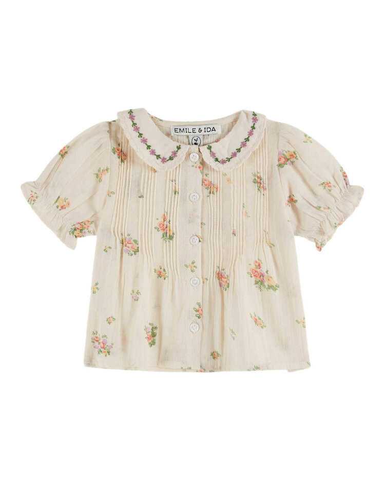 EMILE ET IDA Embroidered Printed Baby Blouse