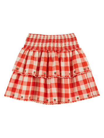 EMILE ET IDA Checked Embroidered Skirt