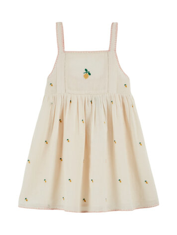 EMILE ET IDA Lemon Embroidered Dress