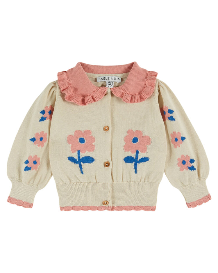 EMILE ET IDA Flowers Baby Cardigan