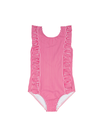 MINNOW Stripe Ruffle Girls One Piece