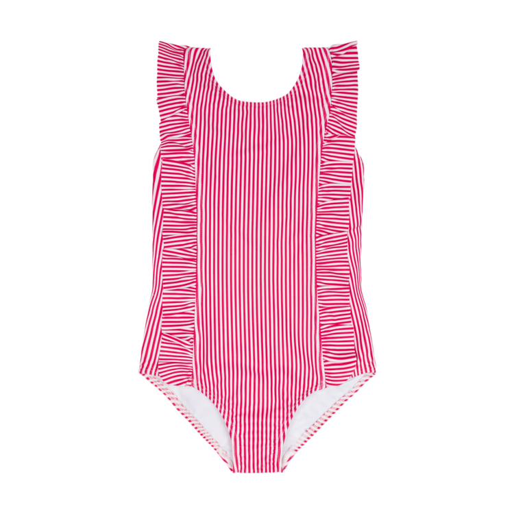MINNOW Stripe Ruffle Girls One Piece