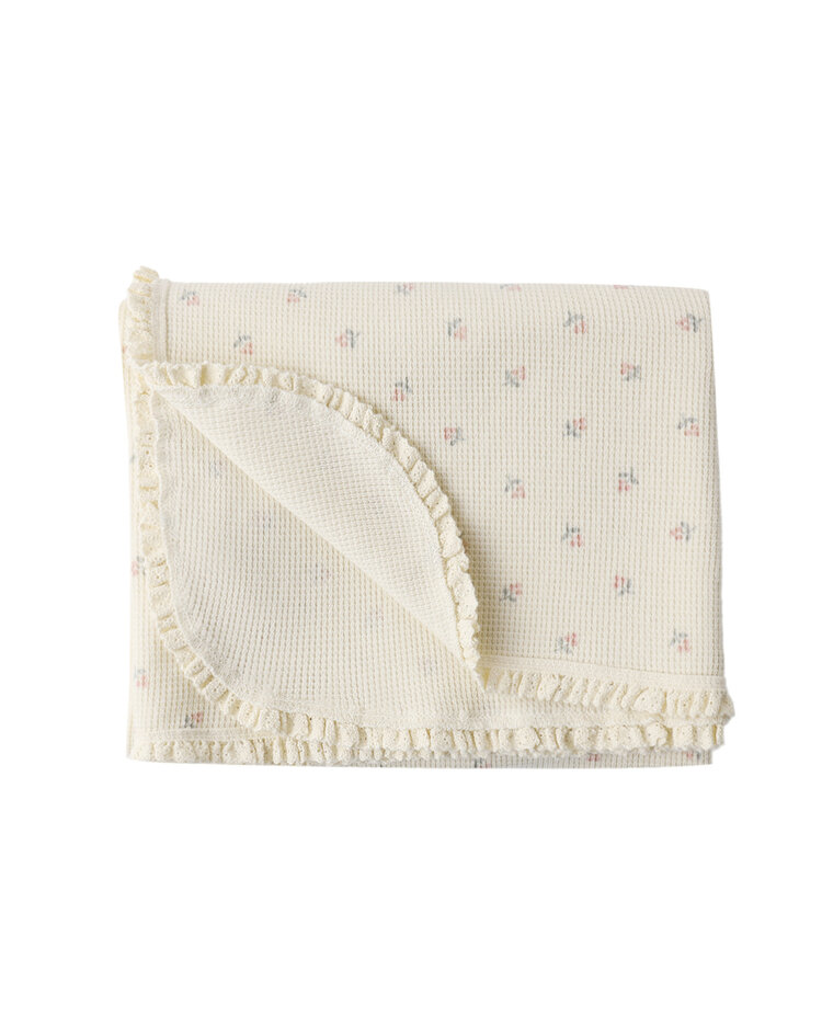 QUINCY MAE Waffle Baby Blanket - Mauve Ditsy