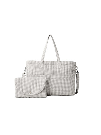 QUINCY MAE Gingham Diaper Bag + Changing Mat - Sage