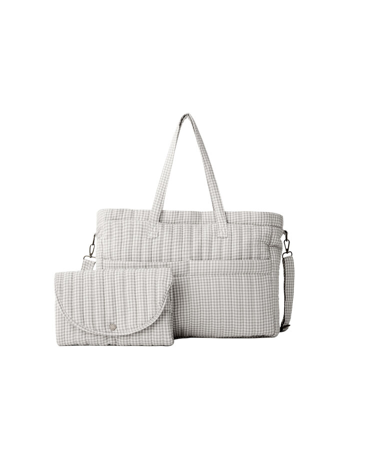QUINCY MAE Gingham Diaper Bag + Changing Mat - Sage