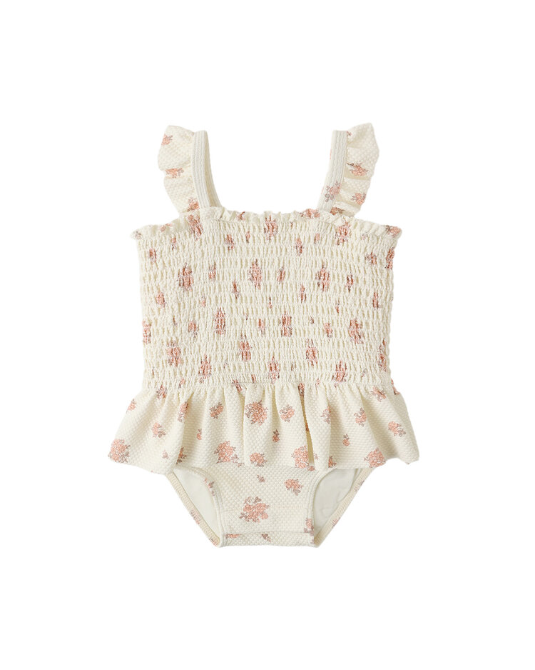 QUINCY MAE Garden Rose Smocked Swimsuit