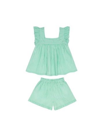 MINNOW Gingham Ruffle Short Set