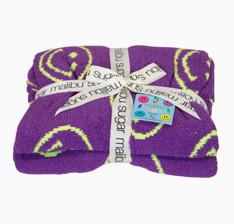 MALIBU SUGAR Happy Face Plush Blanket