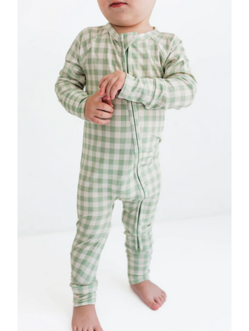 IN MY JAMMERS Gingham Zipper Romper