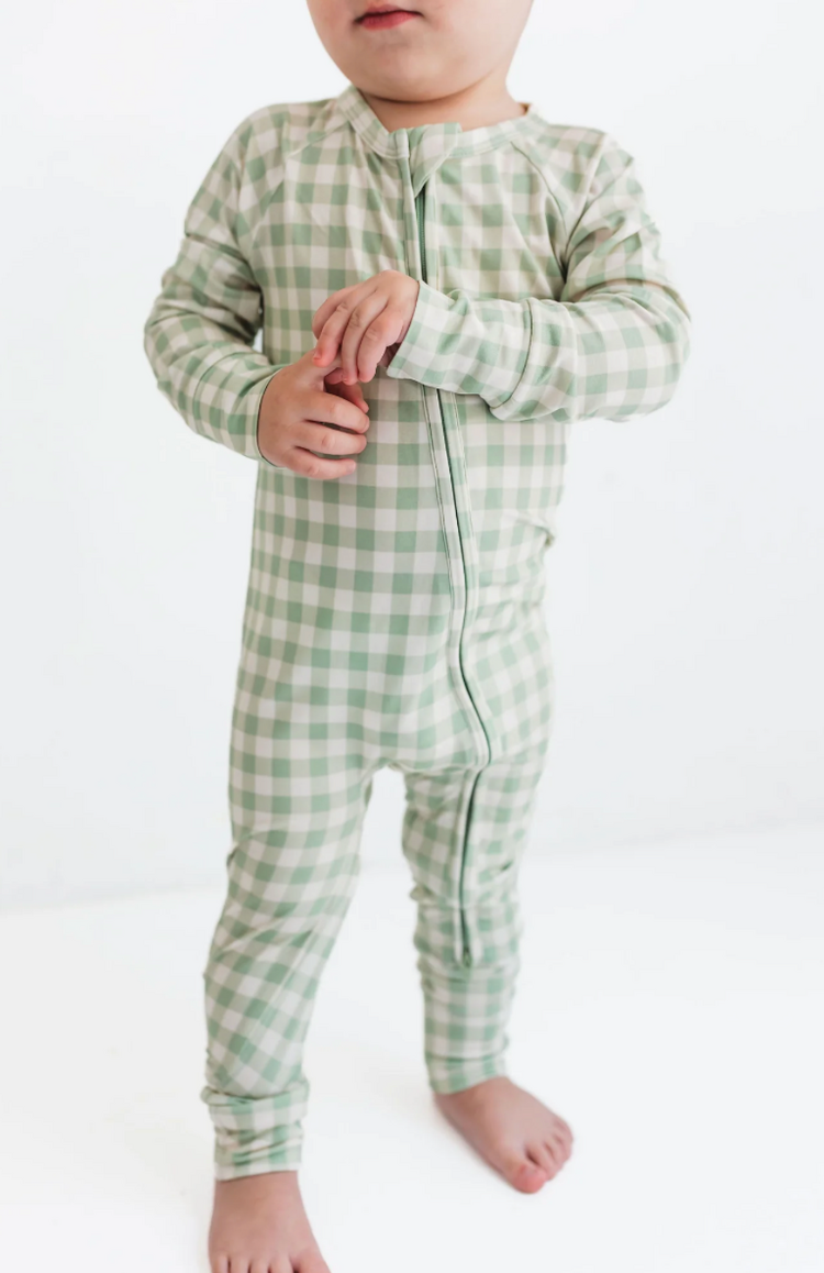 IN MY JAMMERS Gingham Zipper Romper