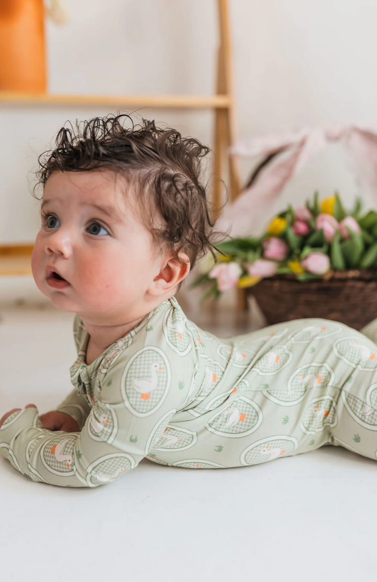 IN MY JAMMERS Little Goose Zipper Romper