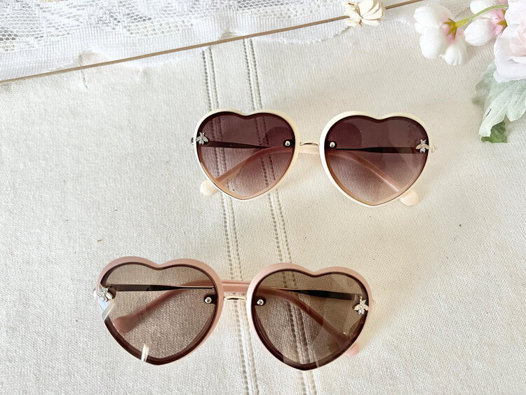 CE CE CO Heart Shape Sunglasses - Cream