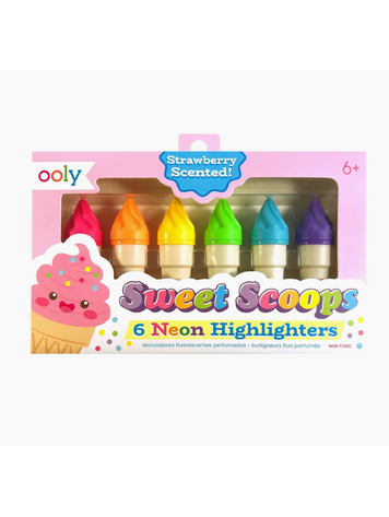 OOLY Sweet Scoops: Neon Highlighters - Strawberry Scent