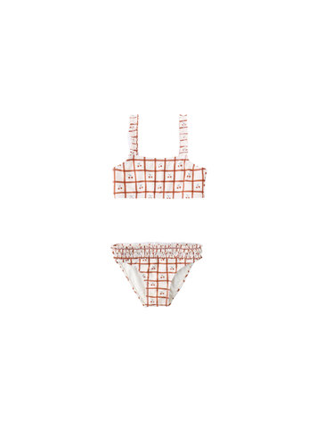 RYLEE AND CRU Cherry Check Rouched Bikini