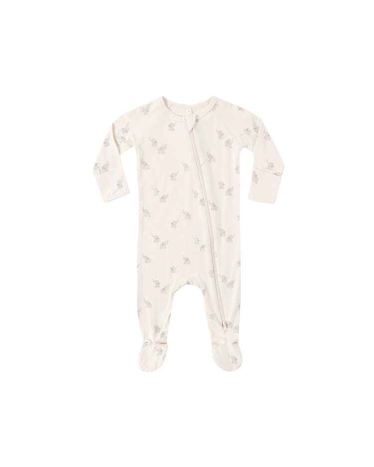 QUINCY MAE Elephants Bamboo Zip Footie