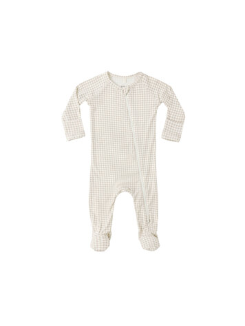 QUINCY MAE Gingham Bamboo Zip Footie