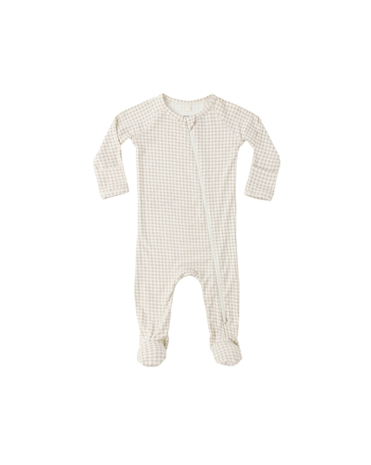 QUINCY MAE Gingham Bamboo Zip Footie